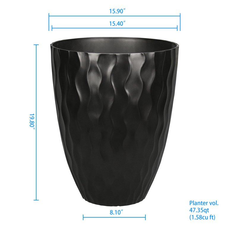 Better Homes & Gardens Colson Black Resin Planter, 15.9in W x 19.8in H, Set of 2 | Walmart (US)