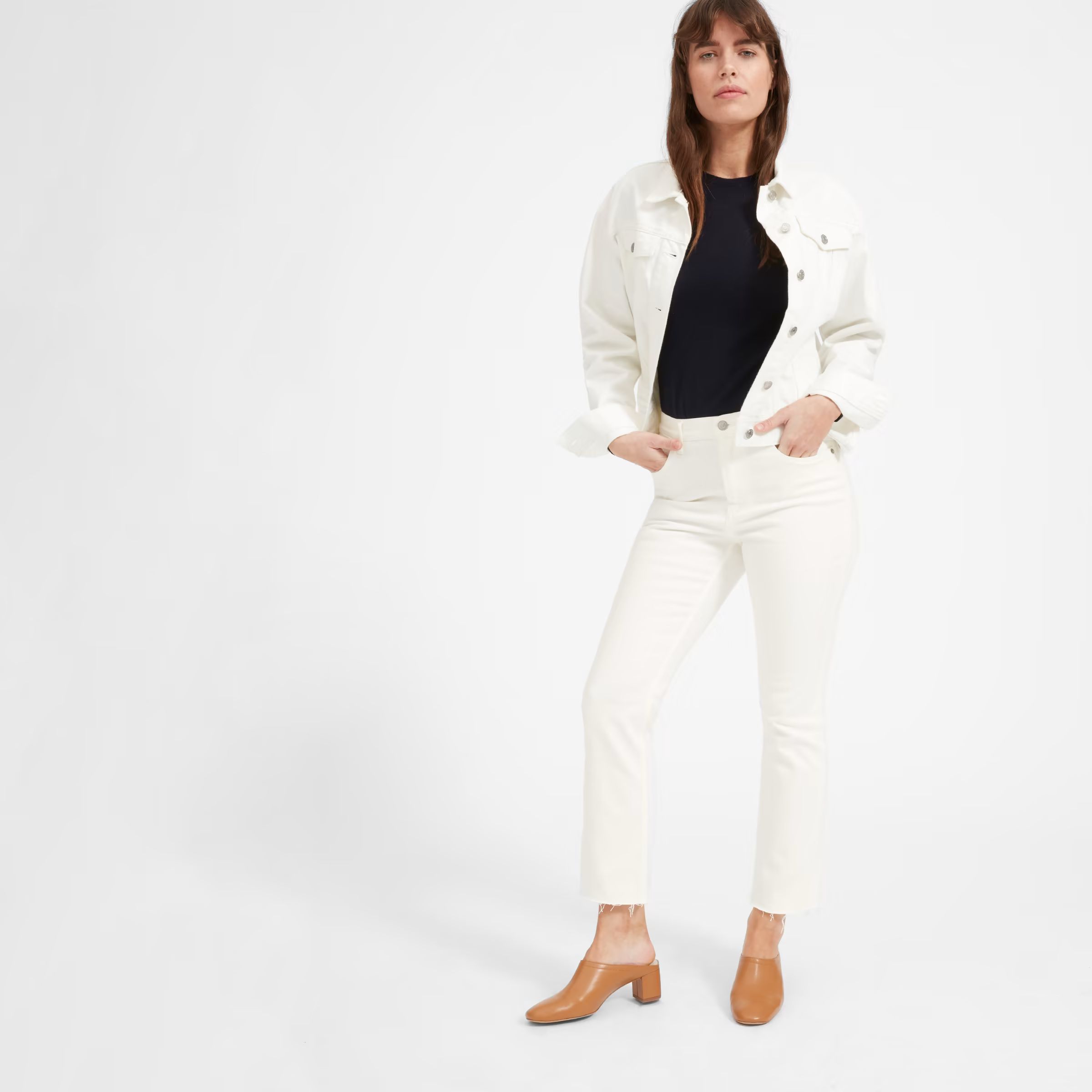 DetailsMacara is 5'9", size 2, wearing a 26Fits slim through the thigh and leg, with a slight fla... | Everlane
