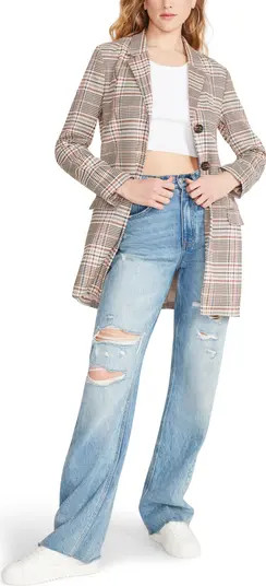 Study Hall Plaid Longline Blazer | Nordstrom