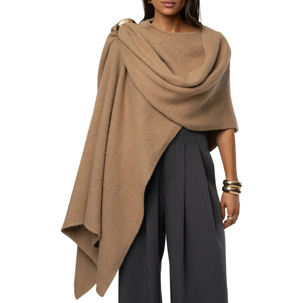 JLUXLABEL Radiance Knit Shawl in Taupe at Nordstrom, Size Large | Nordstrom