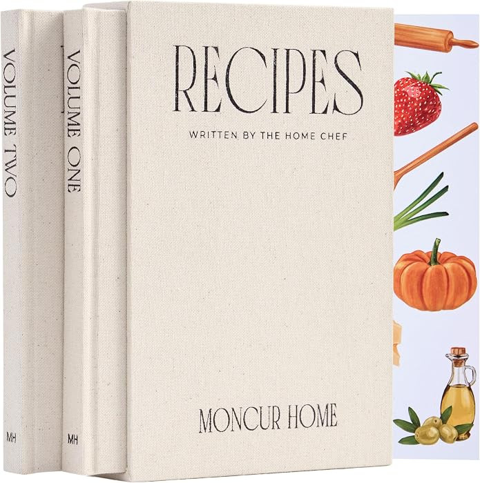 Aesthetic Recipe Book To Write In Your Own Recipes Set of 2 Blank Recipe Book Linen Beige with 2 ... | Amazon (US)