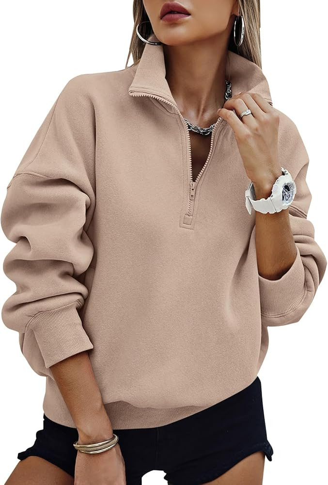 PRETTYGARDEN Womens Half Zip Oversized Sweatshirts Fleece Hoodies 2026 Trendy Long Sleeve Pullove... | Amazon (US)