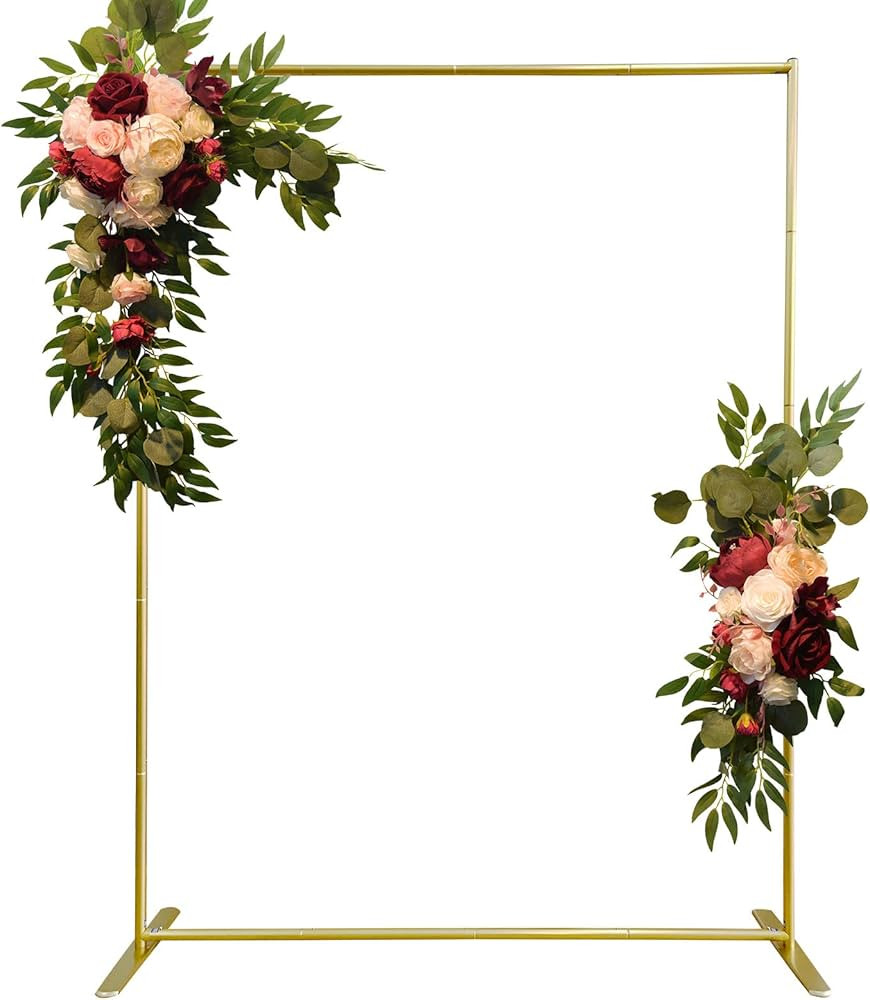WORFEI Aluminum Wedding Arch Backdrop Stand 6.6x5 FT Gold Square Balloon Arch Frame for Wedding, ... | Amazon (US)