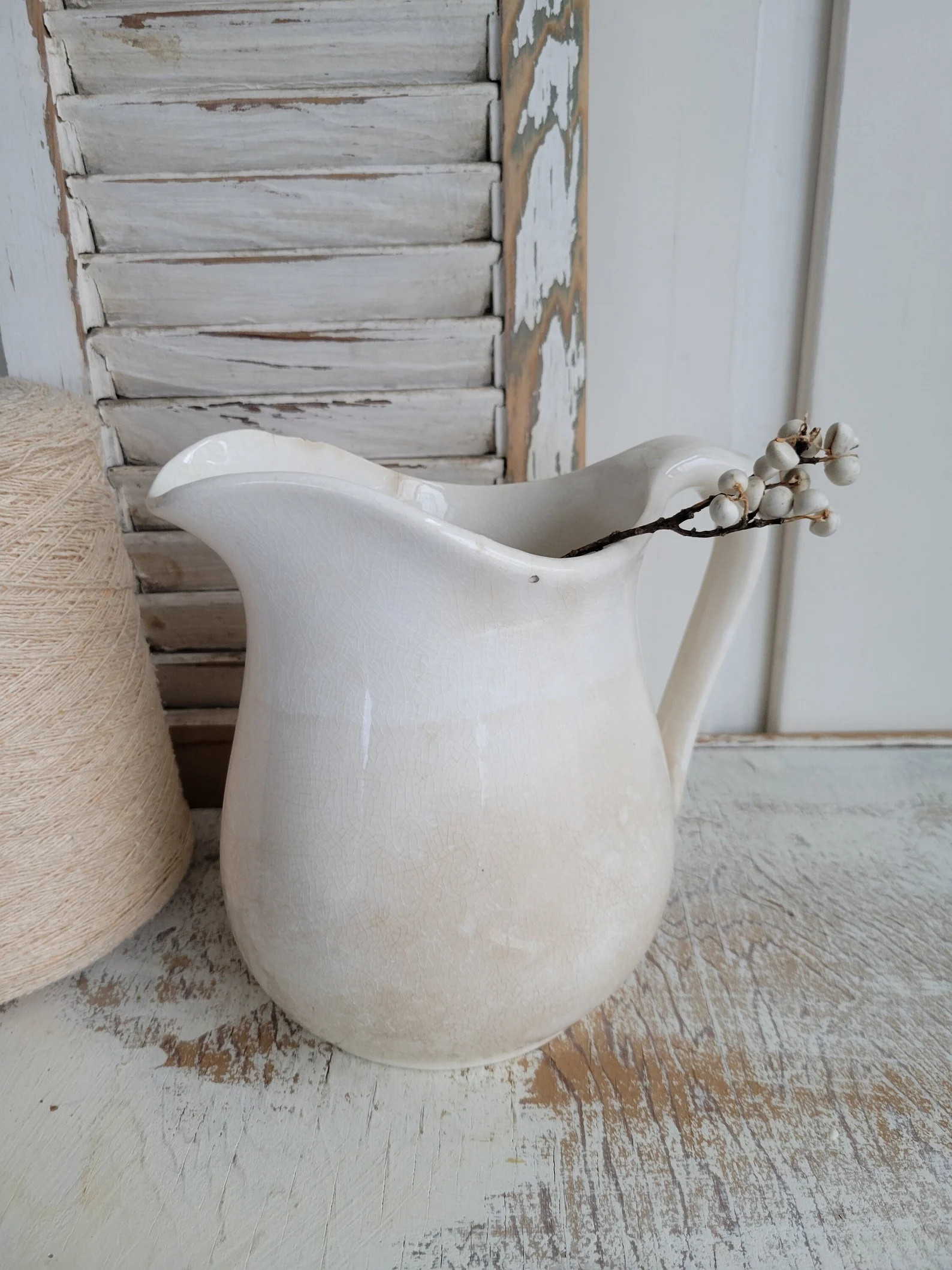 Antique Ironstone Pitcher Stained Crazed KT&K Antique Farmhouse Vintage Cottage Shabby Chic Vinta... | Etsy (US)