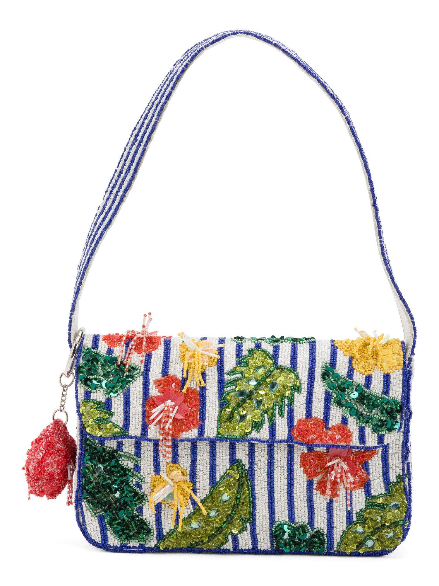 Beaded Hibiscus Day Print Shoulder Bag | TJ Maxx
