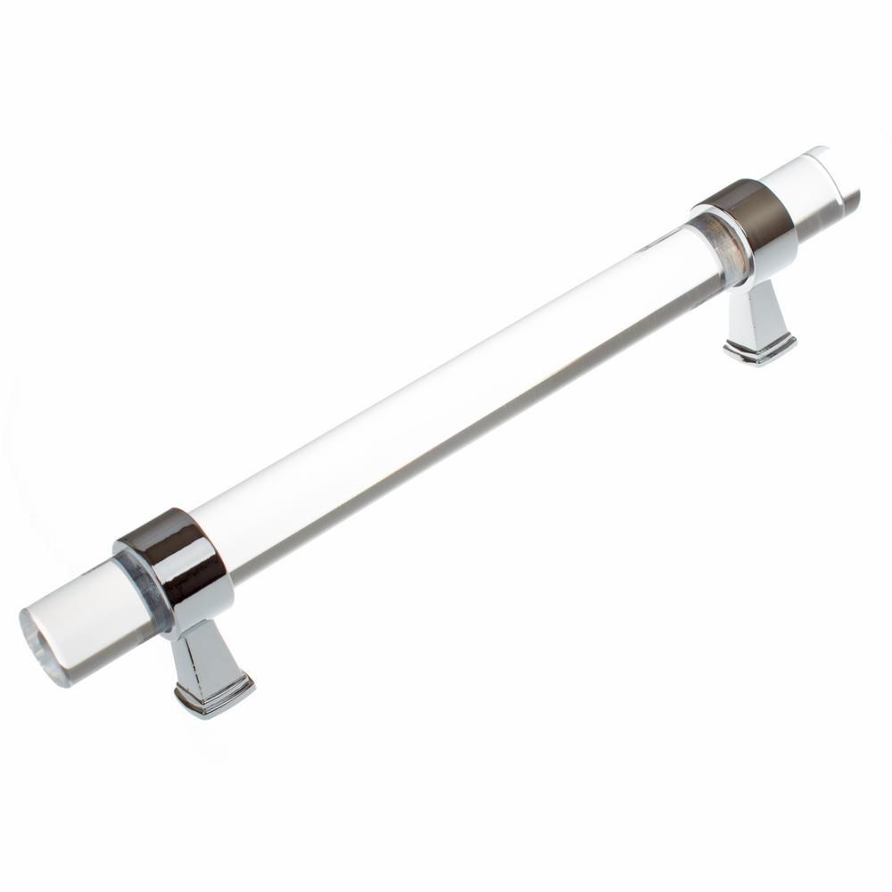 5 in. Clear Acrylic Cabinet Drawer Pull with Polished Chrome Bases (10-Pack) | Home Depot