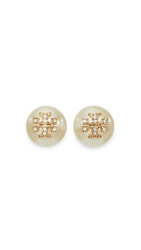 Tory Burch Women's Moondance Faux Pearl and Pave Stud Earrings, Ivory, One Size | Amazon (US)