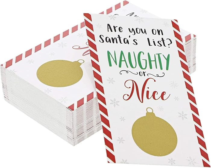 Paper Junkie 60 Pack Christmas Scratch Off Cards for Adults Christmas Holiday Party Game, Naughty... | Amazon (US)