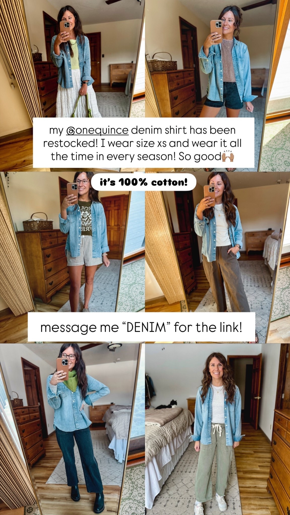 it’s 100% cotton! my @onequince denim shirt has been restocked! I wear size xs and wear it all the time in every season! So good🙌🏽

#LTKPetite #LTKgrwm #LTKSeasonal
