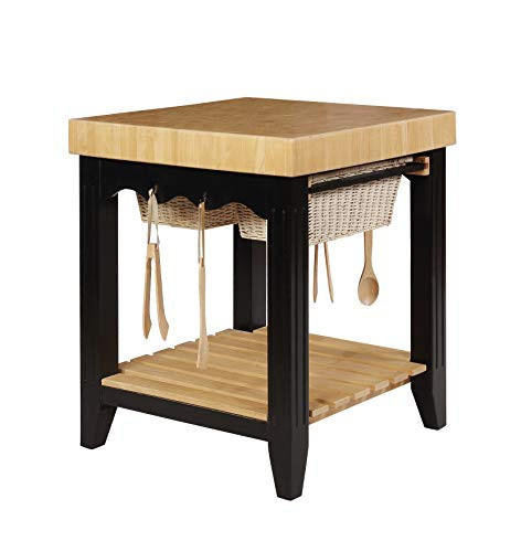 Powell Color Story Black Butcher Block Kitchen Island | Amazon (US)