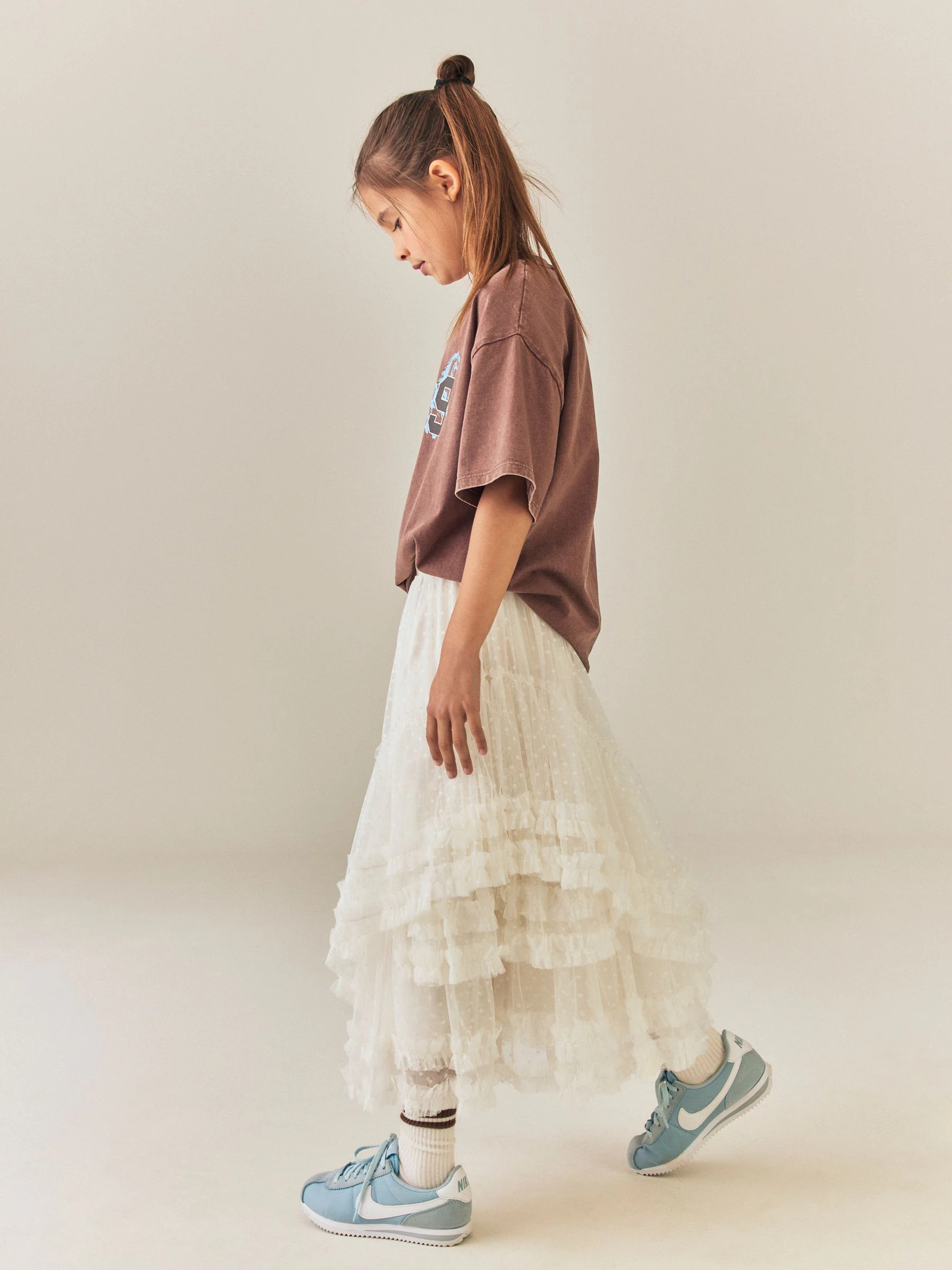 Next Cream Mesh Tiered Maxi Skirt (3-16yrs) | Next US