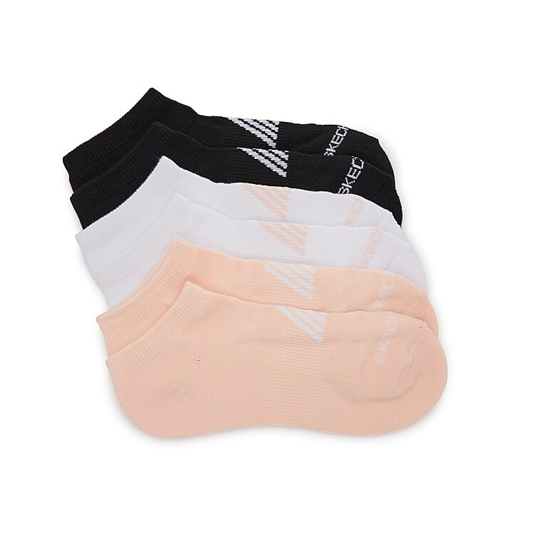Skechers Terry No Show Socks 6 Pack | Women's | White/Black/Peach | Size One Size | Socks | No Show | DSW
