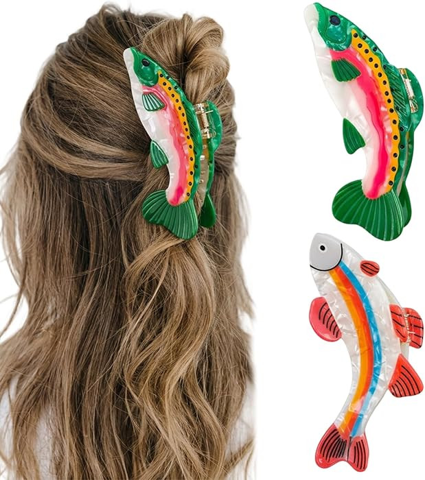 2PCS Lovely Elegant Fish Claw Clip, Fish Hair Clip, Animal Claw Clip Set, Styles Cute Hair Access... | Amazon (US)