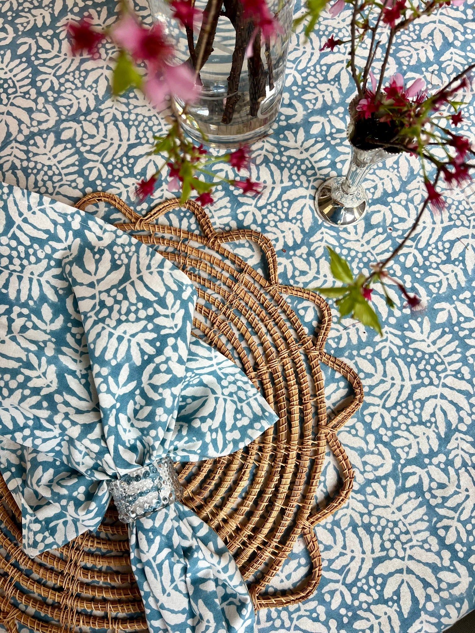 Gathered Garden Tablecloth in Lake Blue | Christina Dickson Home