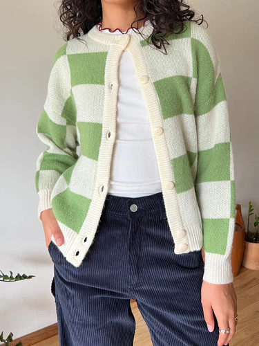 Lauda Cardi - Ivory/Leaf Check | Lisa Says Gah