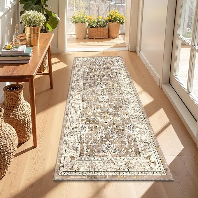 LOKHOM Washable Runner Rug, 2x5 Non-Slip Vintage Hallway Runner Rug with Rubber Backing, Boho Flo... | Amazon (US)