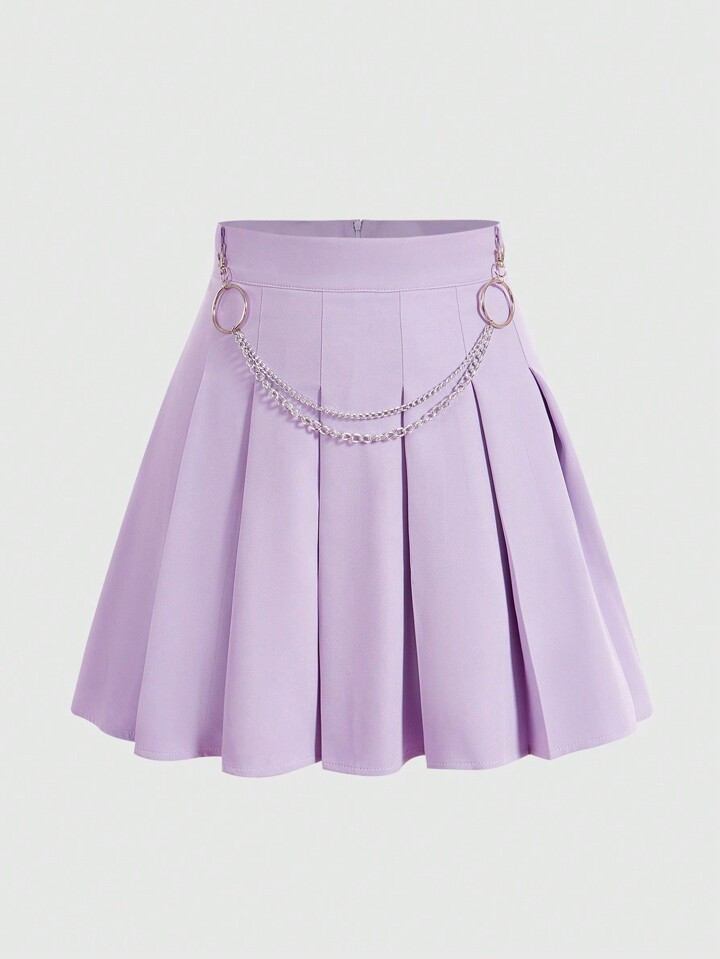 ROMWE Kawaii Women's Chain & Pleated Short Skirt | SHEIN