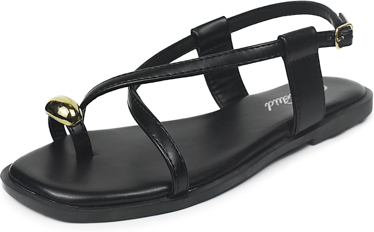 Women's Cross Strappy Flat Sandals Ring Buckle Ankle Boho Wedding Dressy Sandals | Amazon (US)