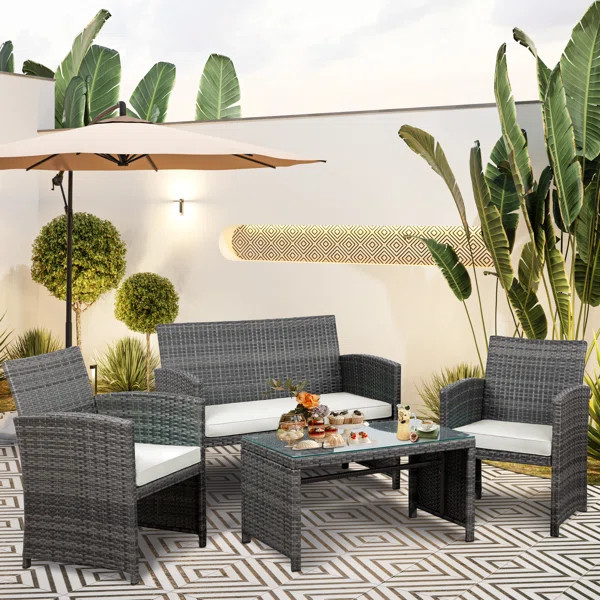 Arquit 4 - Person Outdoor Seating Group with Cushions | Wayfair North America