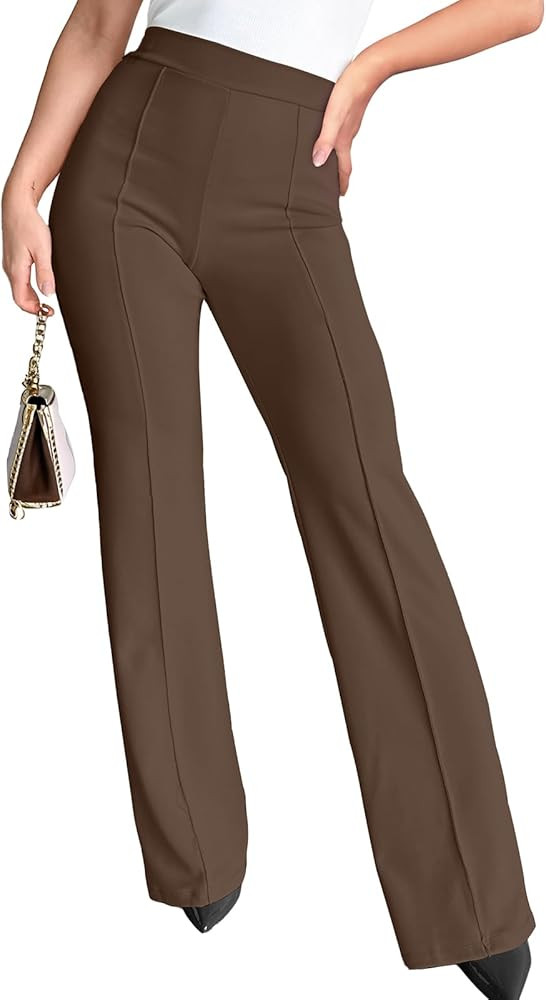 Agenlulu Wide Leg Dress Pants for Women Elastic High Waist Straight Leg Pants Business Casual Pul... | Amazon (US)