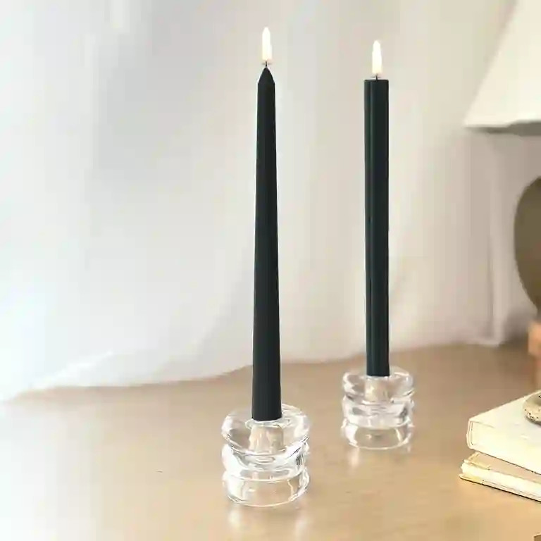 Mainstays Paraffin Wax 10" Ribbed Taper Candle, Unscented, Black | Walmart (US)