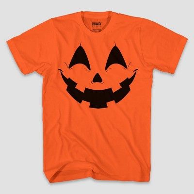 Men's Pumpkin Face Short Sleeve T-Shirt - Orange | Target