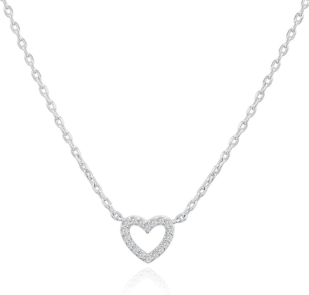 PAVOI 14K Gold Plated Cubic Zirconia Heart Necklace | Cute Dainty Love Pendant Necklaces for Wome... | Amazon (US)