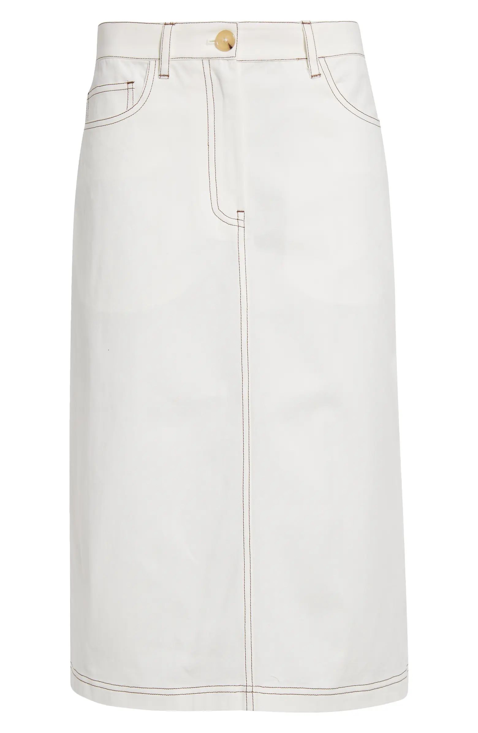 TOTEME Tumbled Organic Cotton Twill Midi Skirt | Nordstrom | Nordstrom