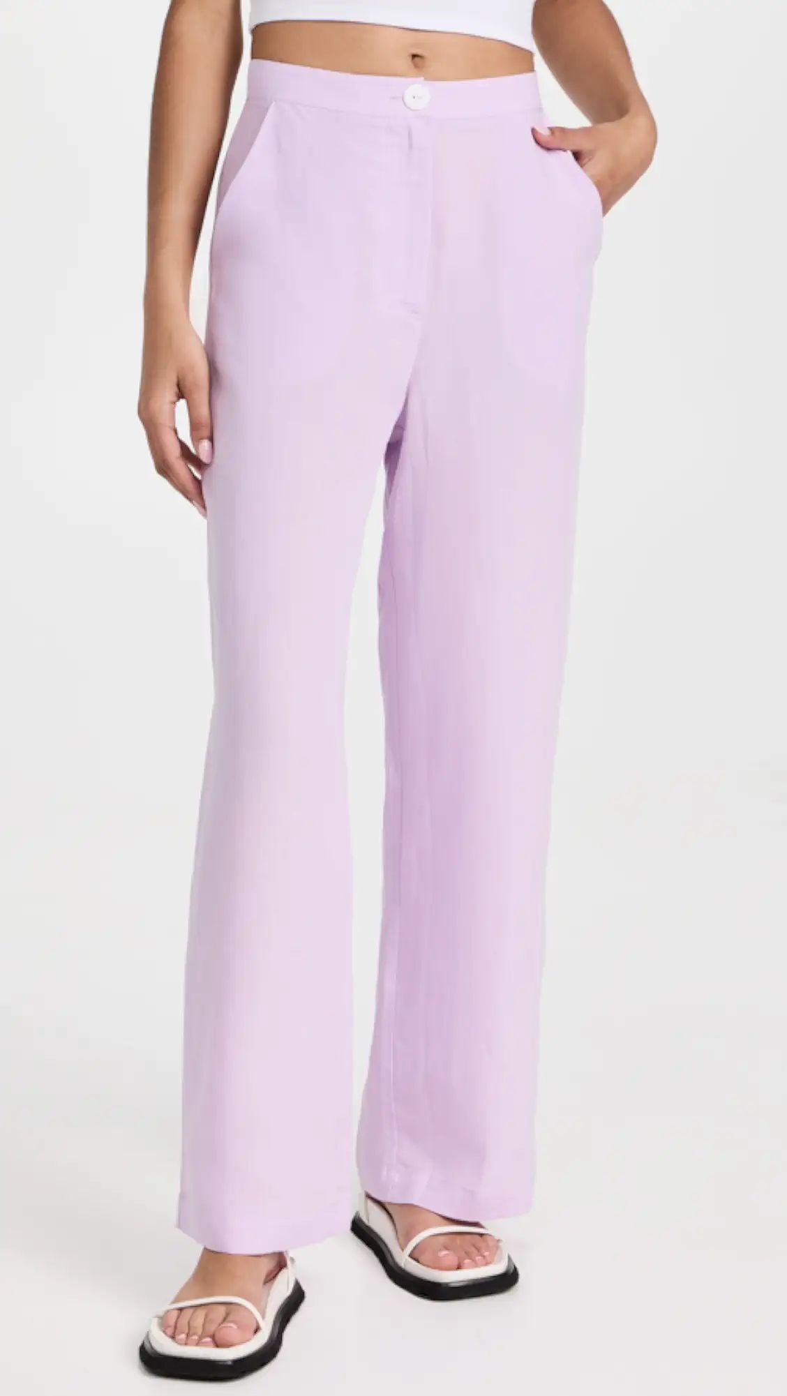 Phoenix Lilac Linen Wide Leg Trousers | Shopbop