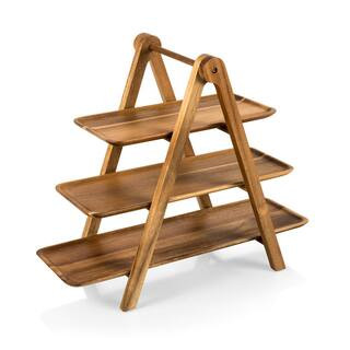 18 in. Serving Ladder Acacia 3-Tiered Serving Station Set | The Home Depot
