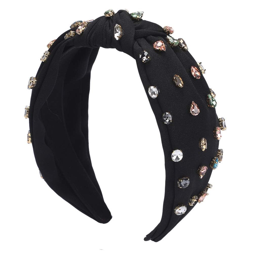 Knot Wide Headband Turban Yoga Hairband, Fashion Pearl Crystal Headband Elastic Hair Accessories ... | Amazon (US)