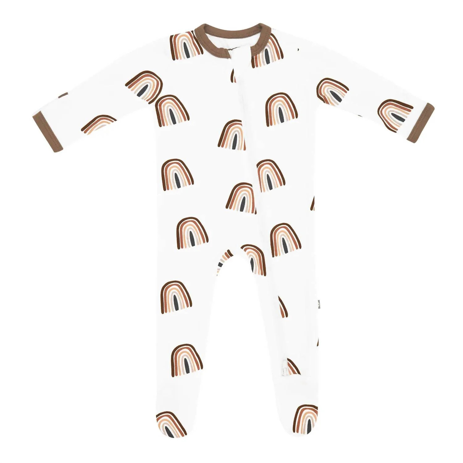 Baby Zippered Footie In Coffee Rainbow | Shop Simon