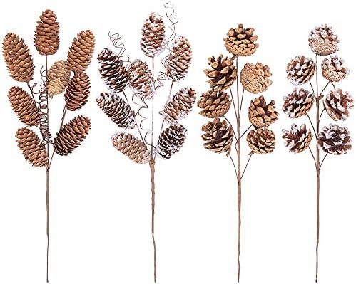 Deloky 4 PCS Large Natural Pinecone Branches Ornaments-14 Inch Spray Pinecones Picks Stmes-Pine C... | Amazon (US)