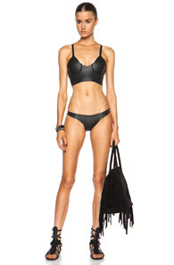 MIKOH Waipo Neoprene Side Zip Top Bikini Set in Black | FWRD 