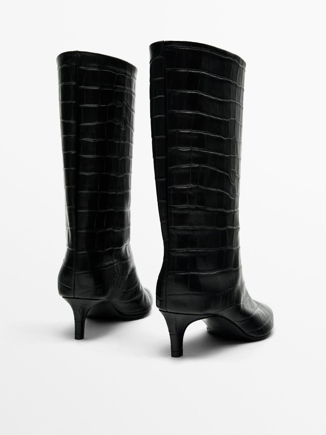 Mock croc embossed ankle boots | Massimo Dutti UK