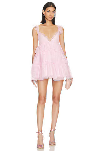Arabela Ruffle Mini Dress in Baby Pink | Revolve Clothing (Global)