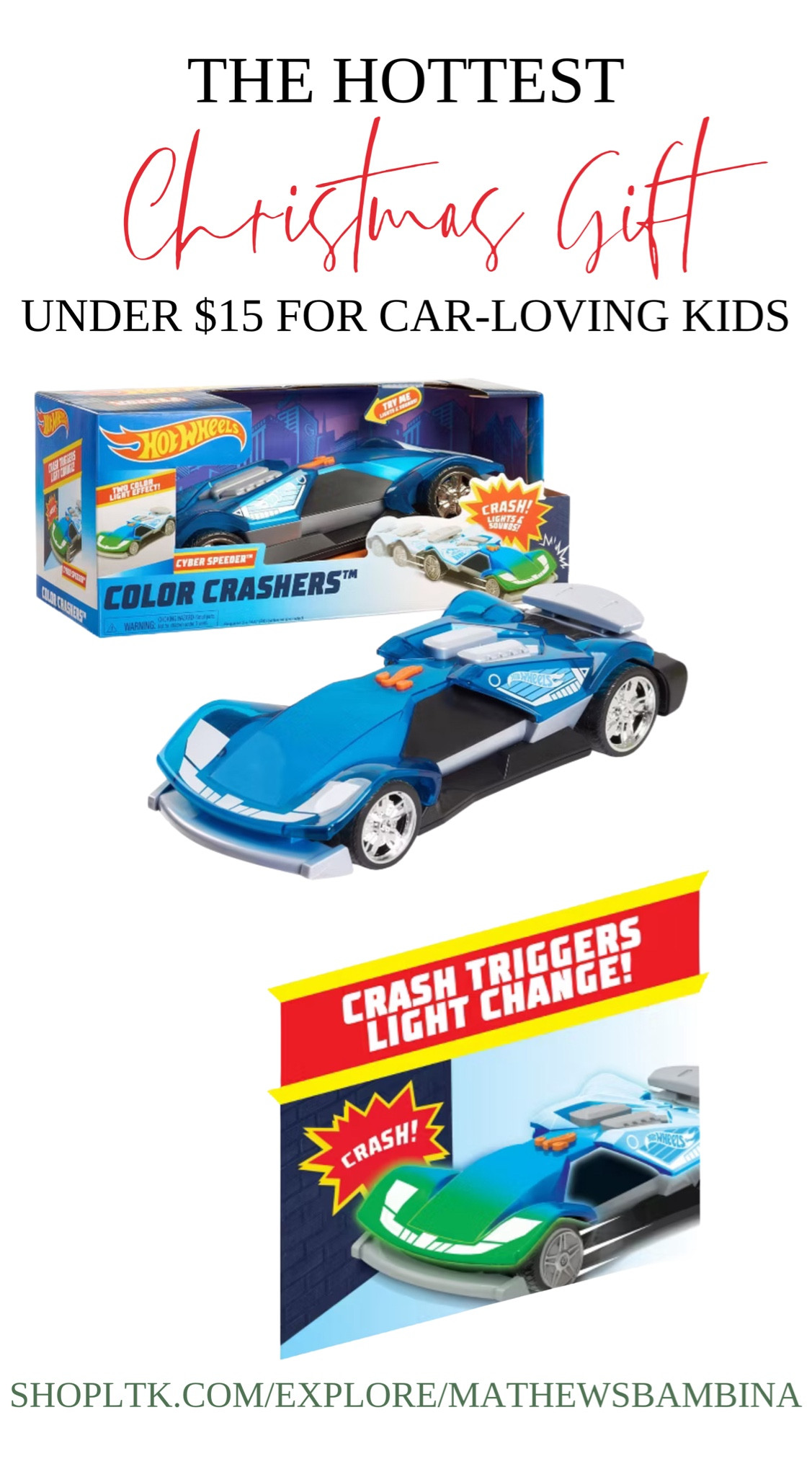 Need an inexpensive Christmas gift for kids on your list that’s actually good? This Hot Wheels Color Crasher is less than $15 and an incredible toy! When you crash the car it lights up and changes colors. So fun for kids of all ages! 

Christmas gift idea | gifts for kids 

#LTKGiftGuide #LTKKids #LTKHoliday