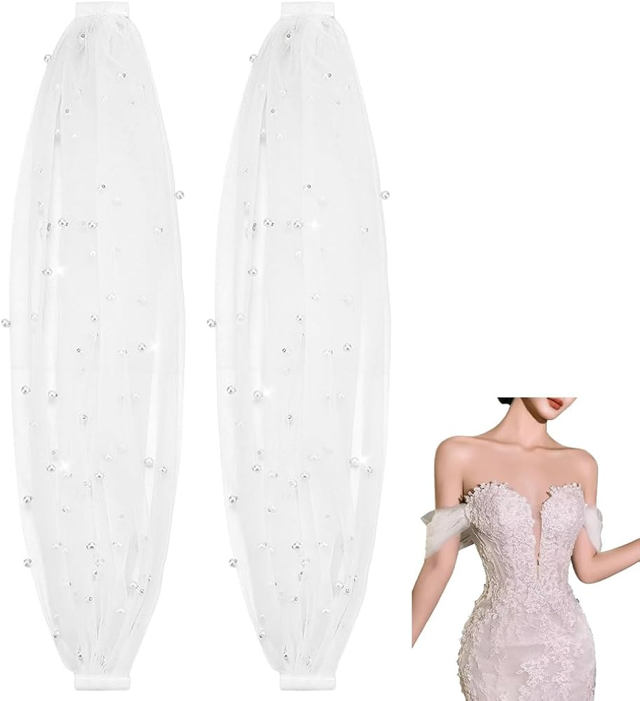 NBEADS 1 Pair Detachable Sleeves for Wedding, Bridal Sleeve Covers with Iron Safety Pin Brooch an... | Amazon (US)