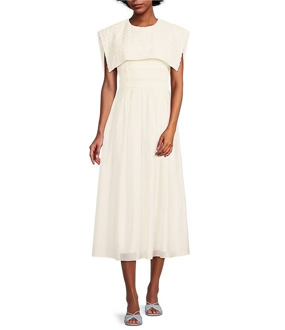 Antonio Melani x Jennifer Sumko Alyssa A-Line Shirred Capelet Midi Dress | Dillard's | Dillard's