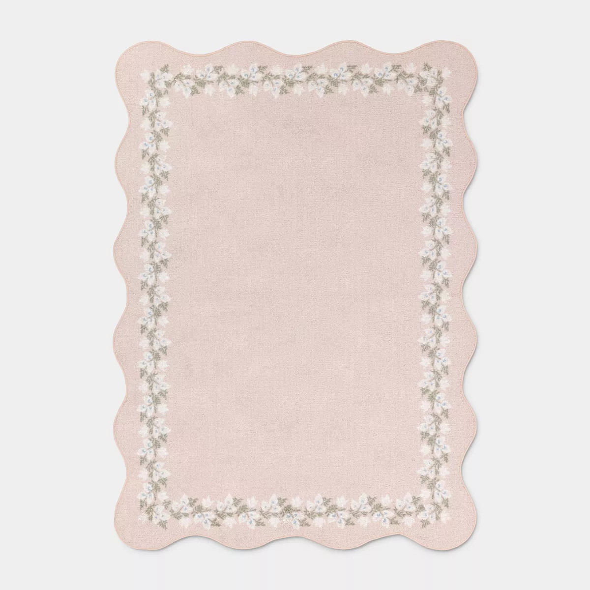 5'x7' Floral Border with Scallop Edge Dorm Area Rug Pink - Threshold™ | Target
