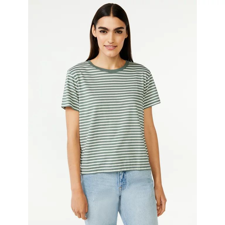 Free Assembly Women's Crop Box Tee with Short Sleeves | Walmart (US)