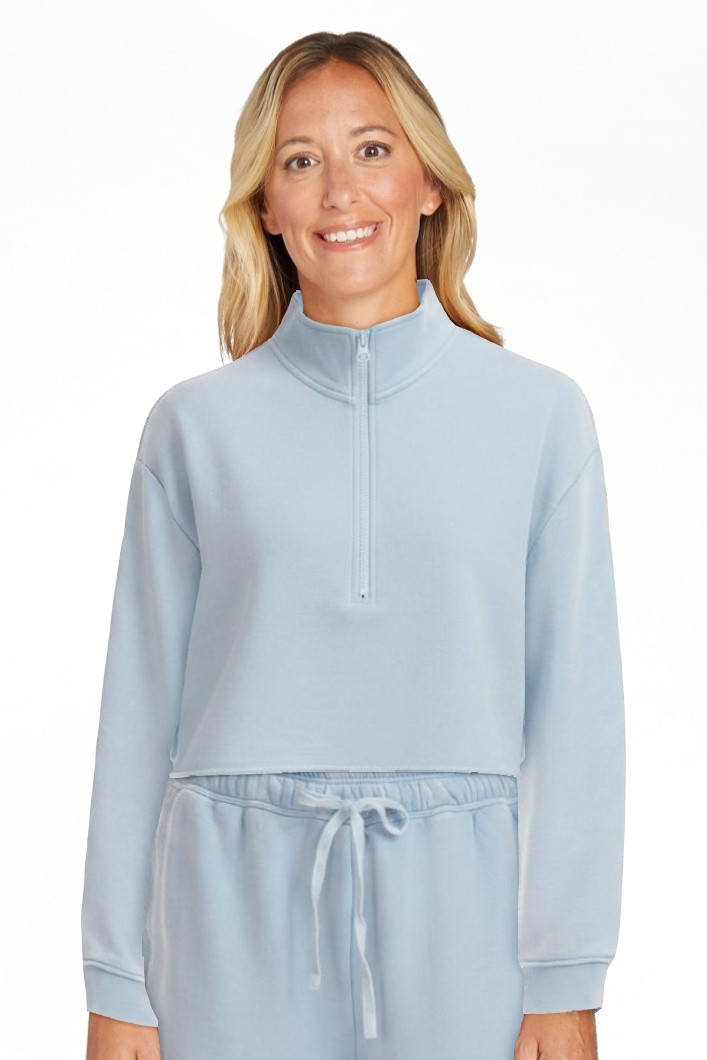 Mills by Millie Bobby Brown Women's Cropped Quarter-Zip Sweatshirt with Raw Edge, Sizes XXS-XXL | Walmart (US)