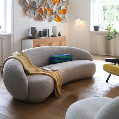 French Cream-style Curved Sofa | Wayfair North America