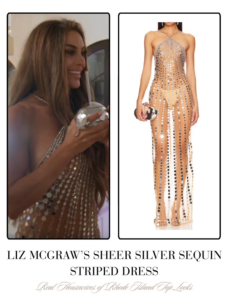 Liz McGraw's Sheer Silver Sequin Striped Dress 

 