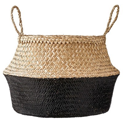 Seagrass Basket with Handles 11.5" x 19" Natural/Black - 3R Studios | Target