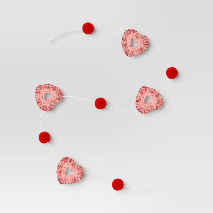 Raffia Heart and Pom Garland Natural - Threshold™ | Target
