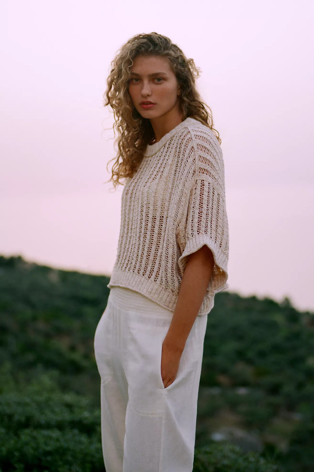 Goldie Corded Mesh Crew-Neck Sweater | Anthropologie (US)