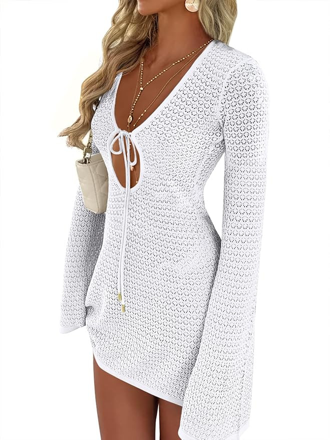 ANRABESS Womens Swimsuit Crochet Swim Cover Up Summer Bathing Suit Swimwear Hollow Out Mesh Knit ... | Amazon (US)