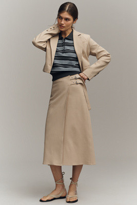 Maeve Buckled Wrap Midi Skirt | Anthropologie (US)