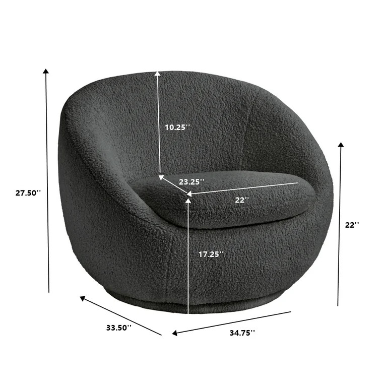 Better Homes & Gardens Mira Swivel Accent Chair, Gray Shearling - Walmart.com | Walmart (US)